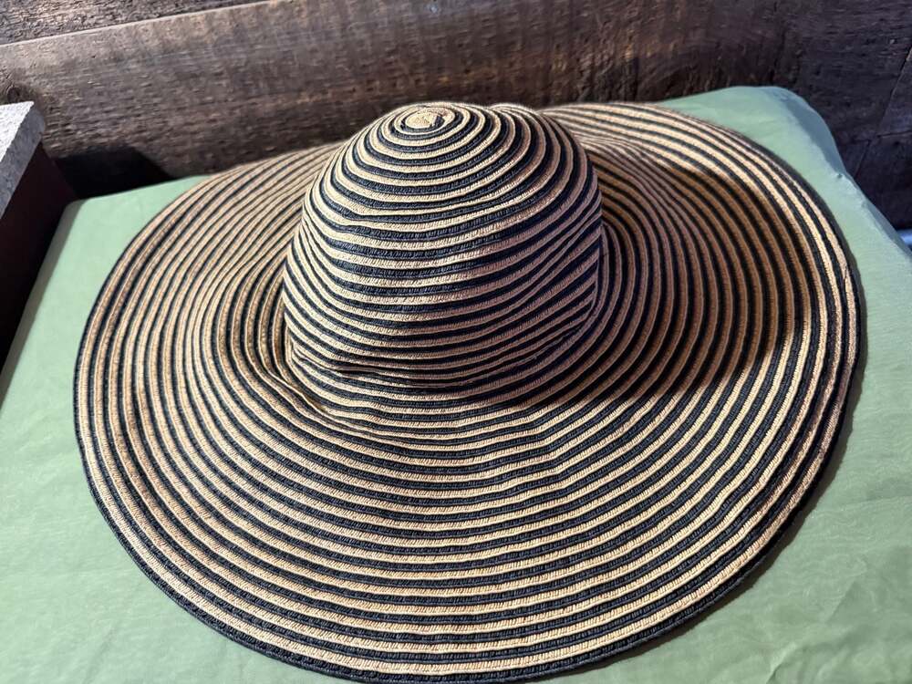 The Hats Company by Filippo Catarzi Striped Wide Brim Sun Hat Black Tan